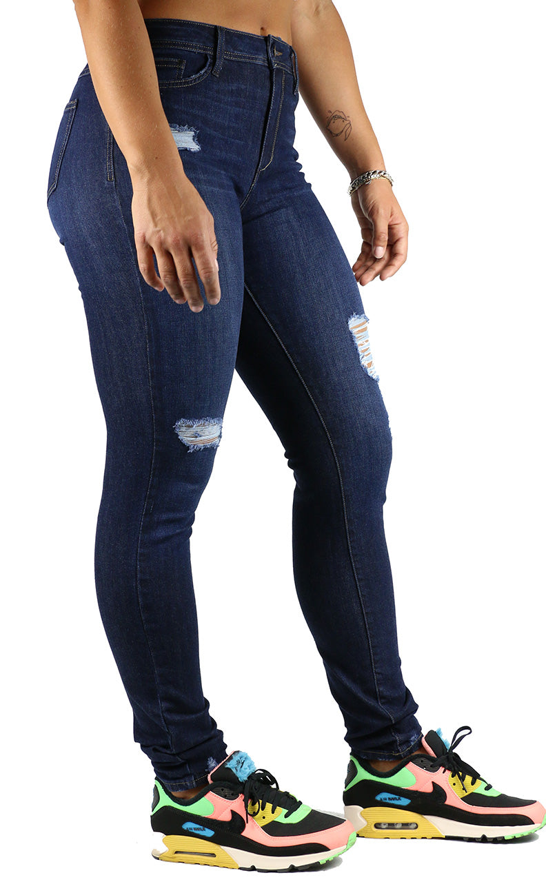 Emma Long Inseam High Rise Skinny Dark Destruction Wash